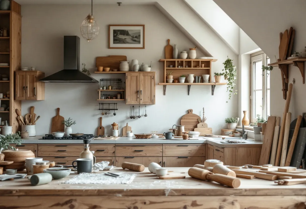 Een ervaren schrijnwerker plaatst zorgvuldig een op maat gemaakt eikenhouten raamkozijn in een gerenoveerde Vlaamse rijwoning, met houtkrullen en handgereedschap op de stelling.